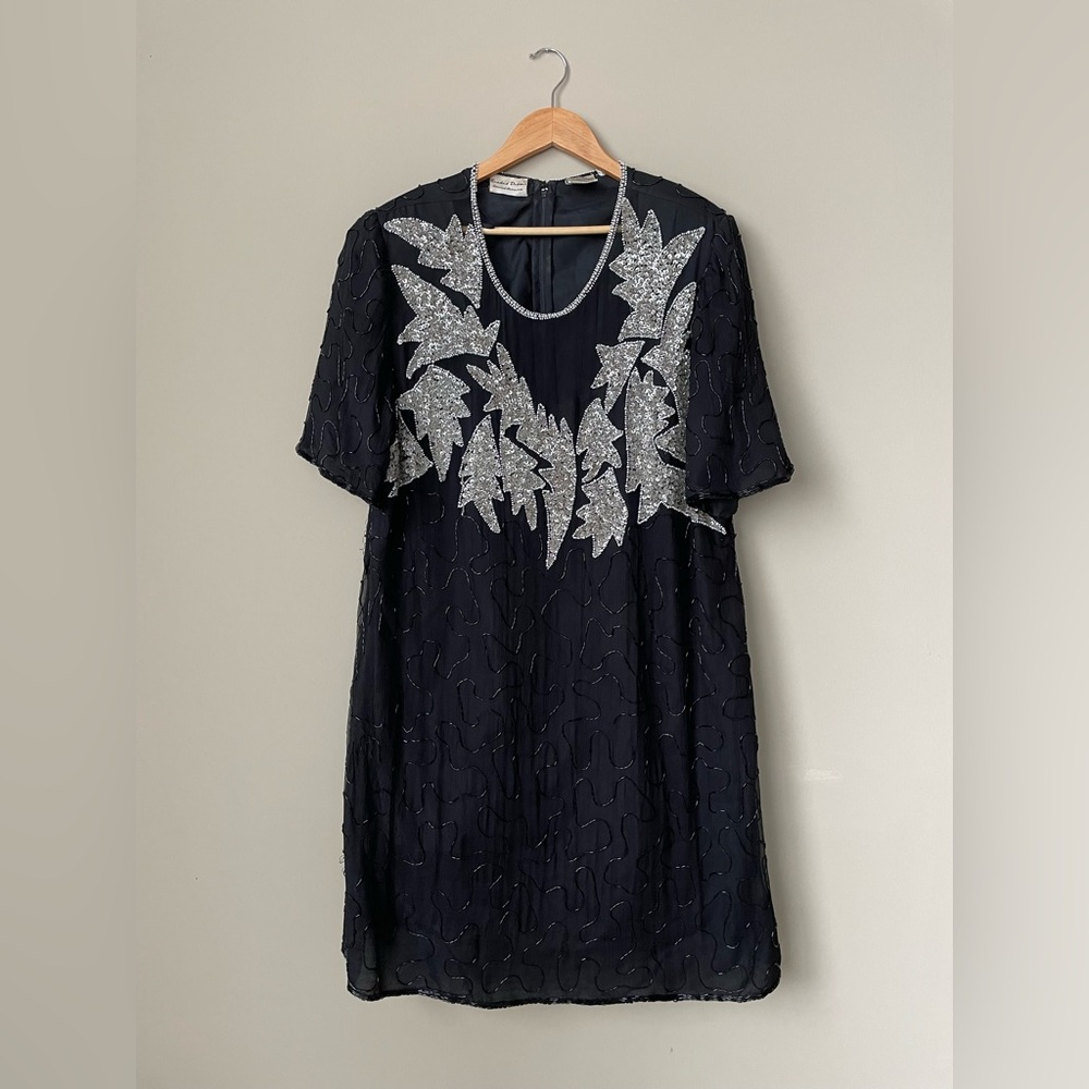 Vintage Black and silver beaded sequin dress